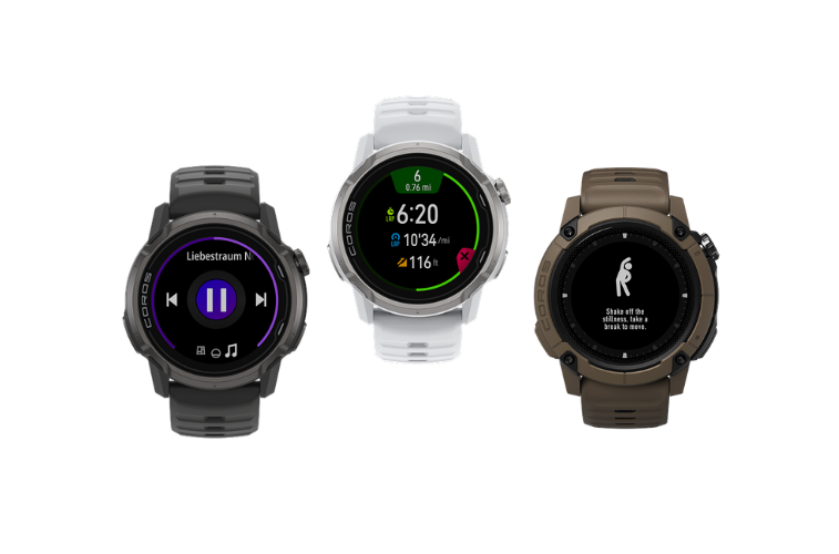trzy zegarki Coros szary, biały i brązowy